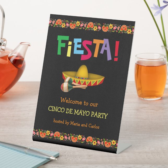 Fiesta or Cinco de Mayo Party (customisable)  Pedestal Sign (In SItu)