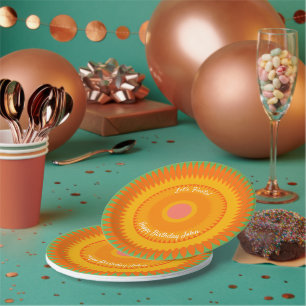 Fiesta Orange Sun Kaleidoscope Paper Plate