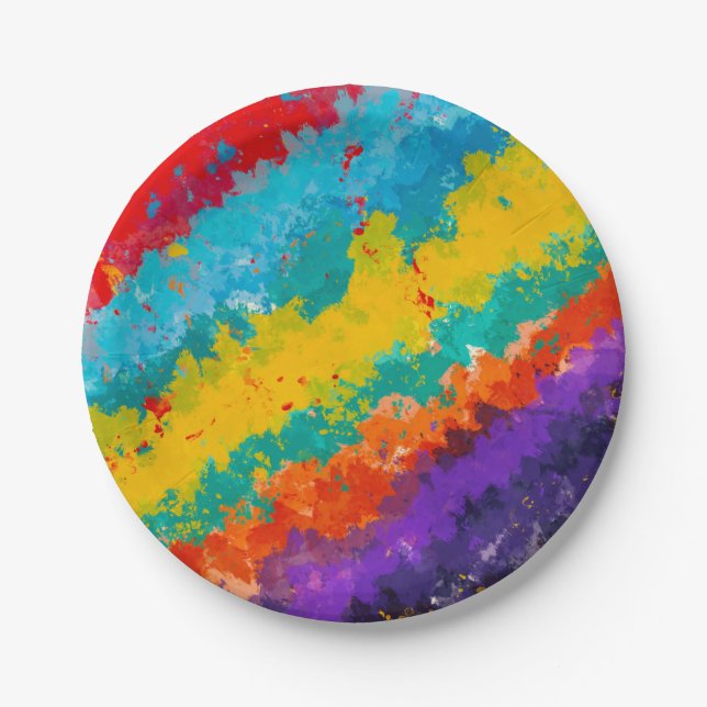 Fiesta Paint Colour Splash Colourful Splashes Part Paper Plate (Front)