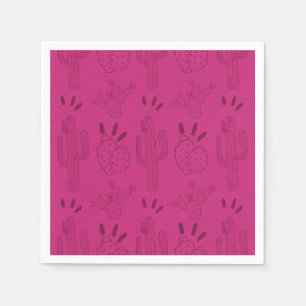 Fiesta Paper Napkin Mexican Cactus Floral Pink