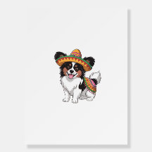 Fiesta Papillon Dog Wearing Sombrero and Sarape