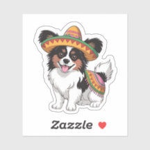 Fiesta Papillon Dog Wearing Sombrero and Sarape