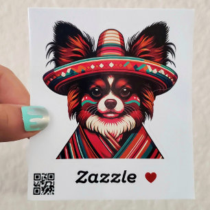 Fiesta Papillon Dog Wearing Sombrero and Sarape