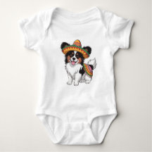 Fiesta Papillon Dog Wearing Sombrero and Sarape