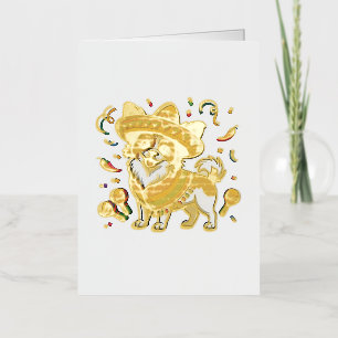 Fiesta Papillon Dog Wearing Sombrero and Sarape Foil Greeting Card