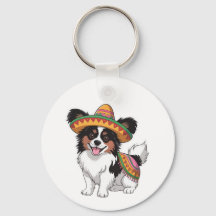 Fiesta Papillon Dog Wearing Sombrero and Sarape