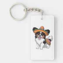 Fiesta Papillon Dog Wearing Sombrero and Sarape
