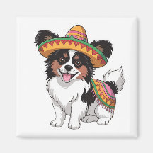 Fiesta Papillon Dog Wearing Sombrero and Sarape