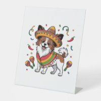 Fiesta Papillon Dog Wearing Sombrero and Sarape