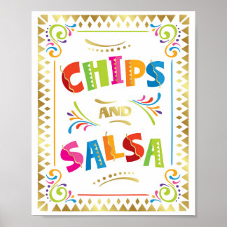 Fiesta Party CHIPS AND SALSA Sign Print