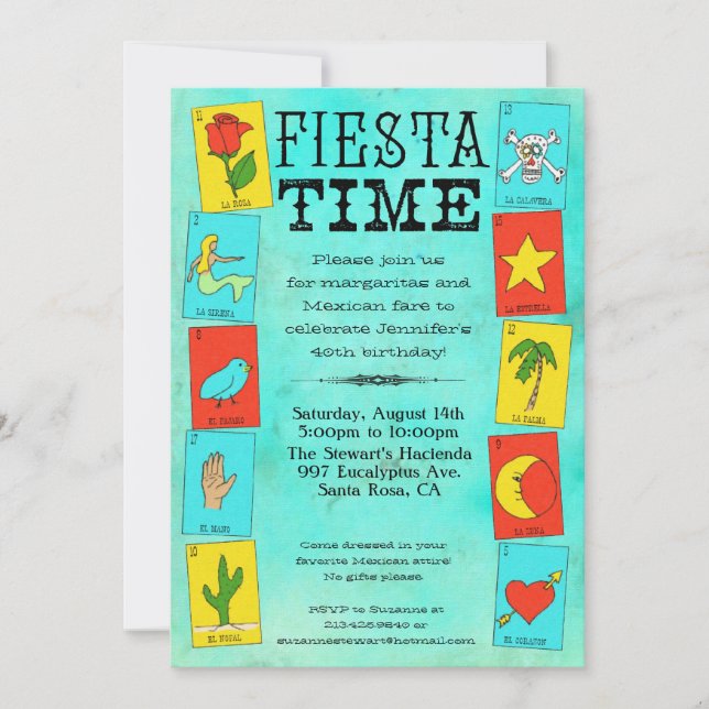 Fiesta Party Invitation Lotteria Cards (Front)