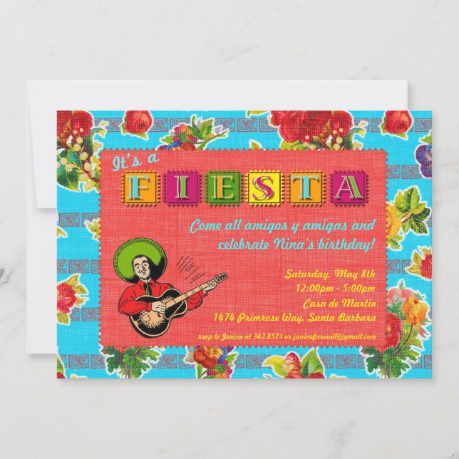 Fiesta Party Invitation - Mariachi Man (Front)