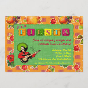 Fiesta Party Invitation - Mariachi Man Orange