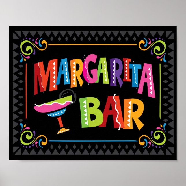 Fiesta Party MARGARITA BAR Sign Print (Front)