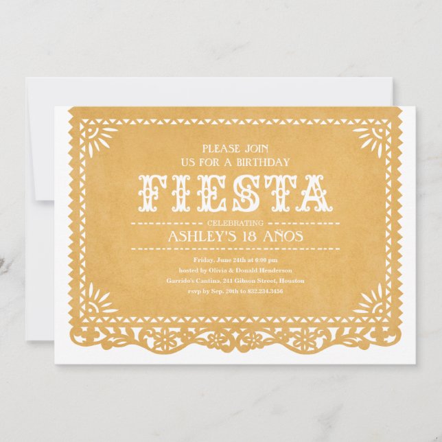 Fiesta Party Papel Picado Invitations (Front)