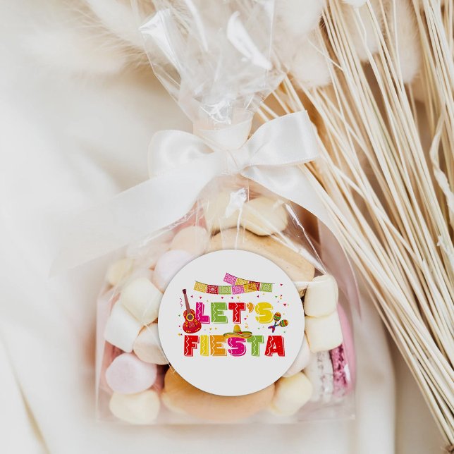 Fiesta Party Round Sticker Label (Creator Uploaded)