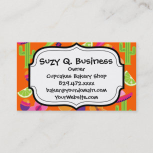 Fiesta Party Sombrero Cactus Limes Peppers Maracas Business Card