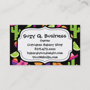 Fiesta Party Sombrero Cactus Limes Peppers Maracas Business Card