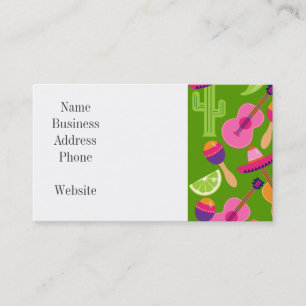 Fiesta Party Sombrero Cactus Limes Peppers Maracas Business Card
