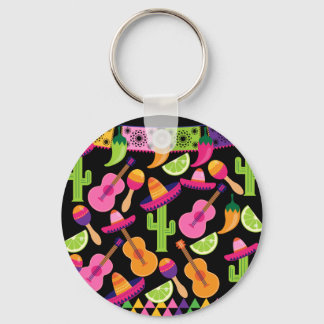 Fiesta Party Sombrero Cactus Limes Peppers Maracas Key Ring