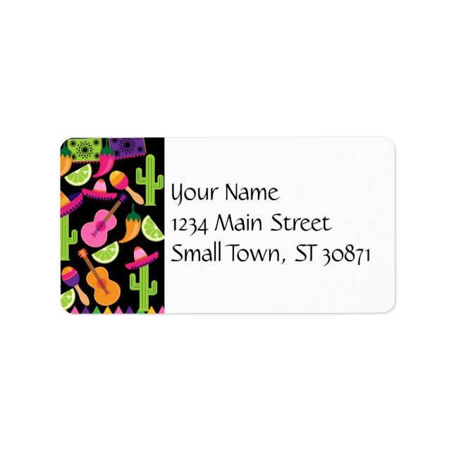 Fiesta Party Sombrero Cactus Limes Peppers Maracas Label (Front)