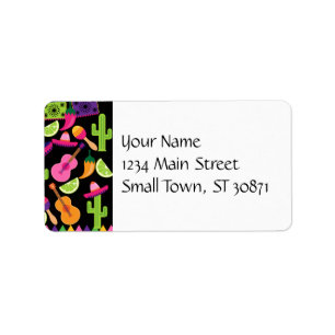 Fiesta Party Sombrero Cactus Limes Peppers Maracas Label