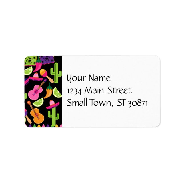 Fiesta Party Sombrero Cactus Limes Peppers Maracas Label (Front)