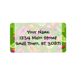 Fiesta Party Sombrero Cactus Limes Peppers Maracas Label