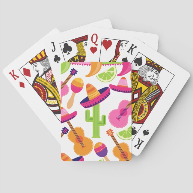 Fiesta Party Sombrero Cactus Limes Peppers Maracas Playing Cards (Back)