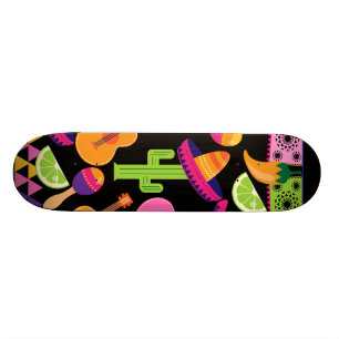 Fiesta Party Sombrero Cactus Limes Peppers Maracas Skateboard