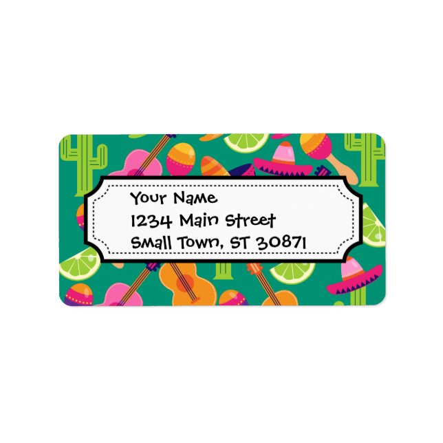Fiesta Party Sombrero Limes Guitar Maraca Saguaro Label (Front)