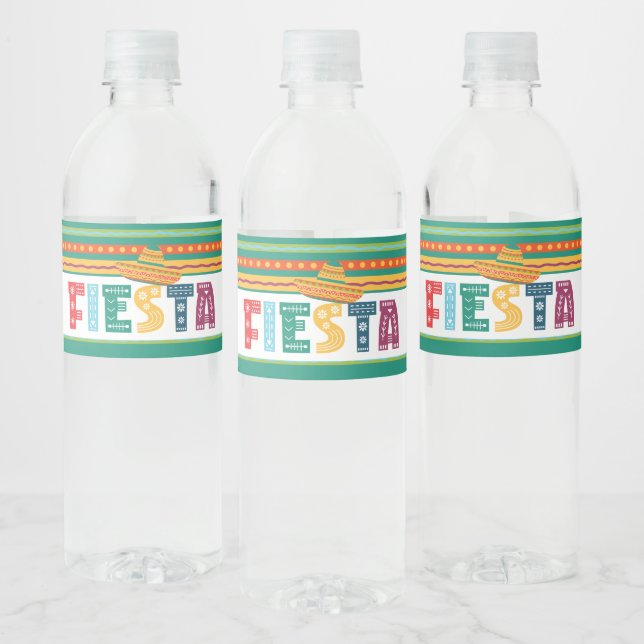 Fiesta Party Water Bottle Label (Bottles)