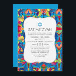 Fiesta Pattern Bat Mitzvah Invitation<br><div class="desc">Brightly coloured festival themed pattern bat mitzvah invite designed to be quickly and easily customised to your event specifics.</div>