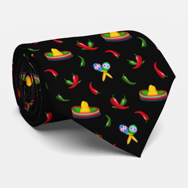Fiesta pattern fun party tie (Rolled)