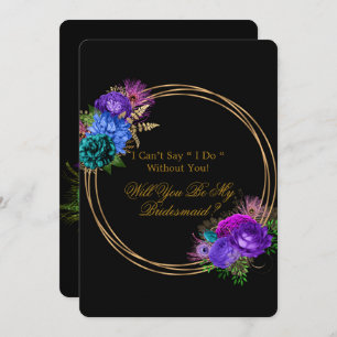 Fiesta Peacock Peony Will You Be My Bridesmaid Invitation