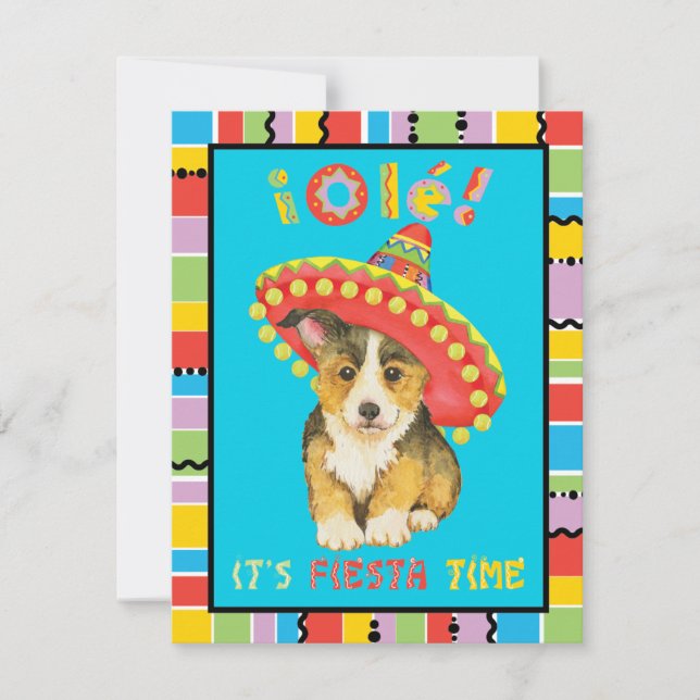 Fiesta Pembroke Welsh Corgi Invitation (Front)