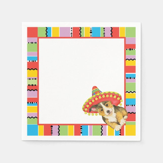 Fiesta Pembroke Welsh Corgi Paper Napkins (Front)