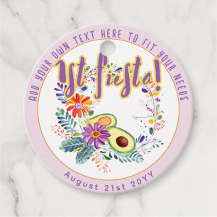 FIESTA Pink Avocado Folkart Flowers Custom Favour Tags