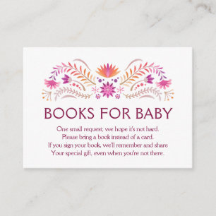 Fiesta Pink Books for Baby Shower Enclosure Card