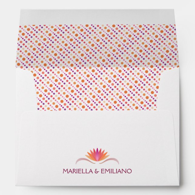 Fiesta Pink Dots Wedding Envelope (Back (Bottom))