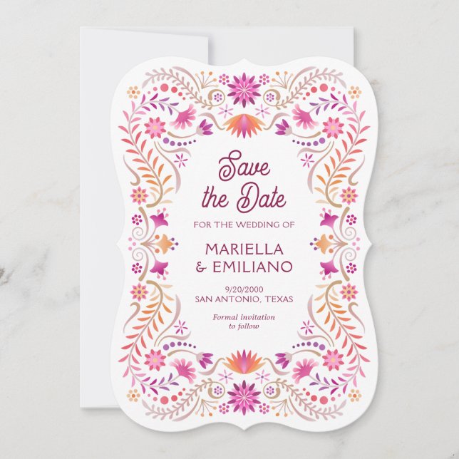 Fiesta Pink Quinceañera Wedding Save the Date (Front)