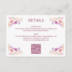 Fiesta Pink Wedding QR Details Enclosure Card