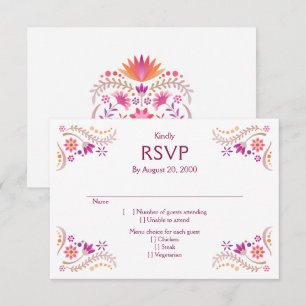 Fiesta Pink Wedding Quinceañera RSVP Card