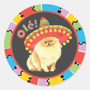 Fiesta Pomeranian Classic Round Sticker