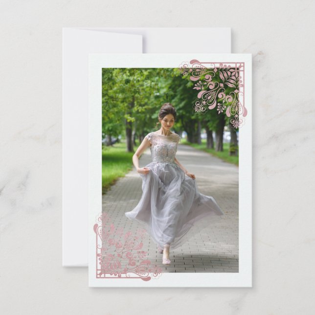 Fiesta Quince Años Español Efecto Encaje Oro Rosa (Front)