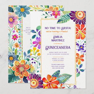 FIESTA QUINCEANERA Folkart Flowers Theme Invitation