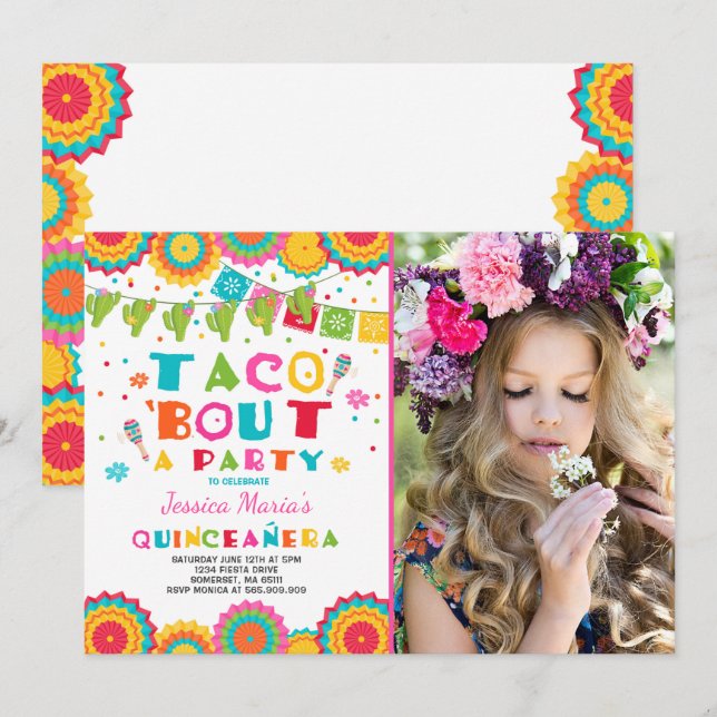 Fiesta Quinceanera Invitation Taco Bout A Party (Front/Back)