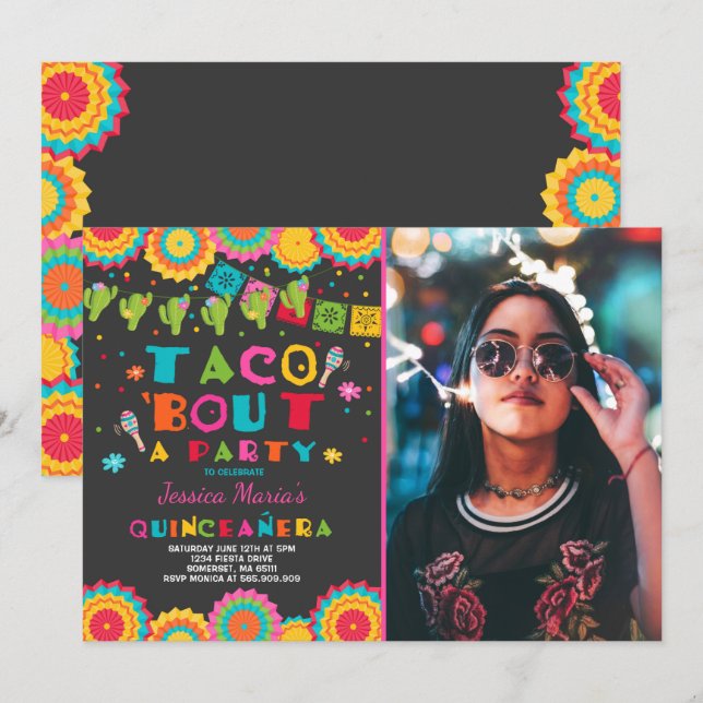 Fiesta Quinceanera Invitation Taco Bout A Party (Front/Back)