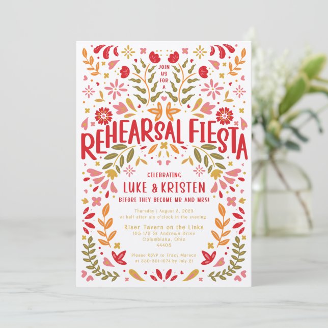 Fiesta Rehearsal Dinner - Luke and Kris  Invitation (Standing Front)