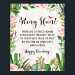 Fiesta Ring Hunt Game Cactus Floral Bridal Shower Poster<br><div class="desc">RING HUNT GAME SIGN
Featuring elegant watercolor succulents,  blush pink roses and modern calligraphic lettering.</div>